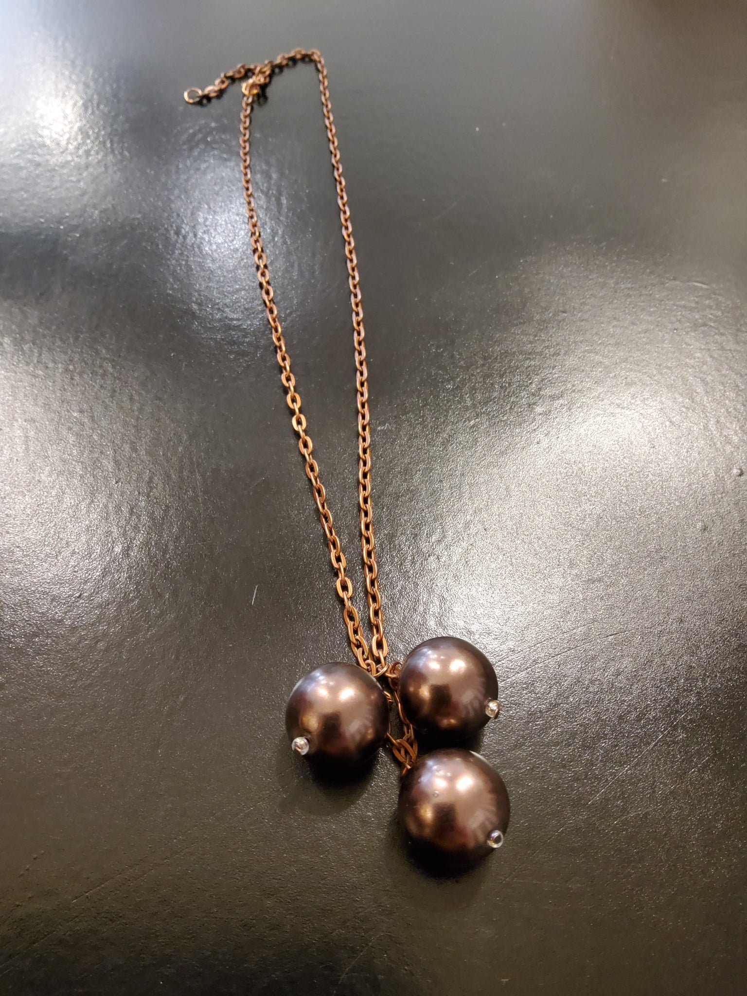 Brown Bead Bronze Necklace