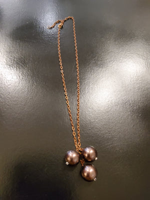 Brown Bead Bronze Necklace