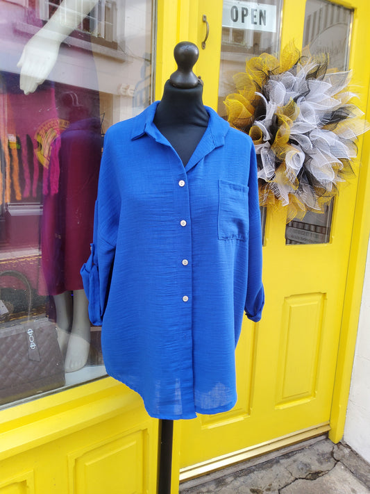 Italian One Size Full Button Linen Shirt