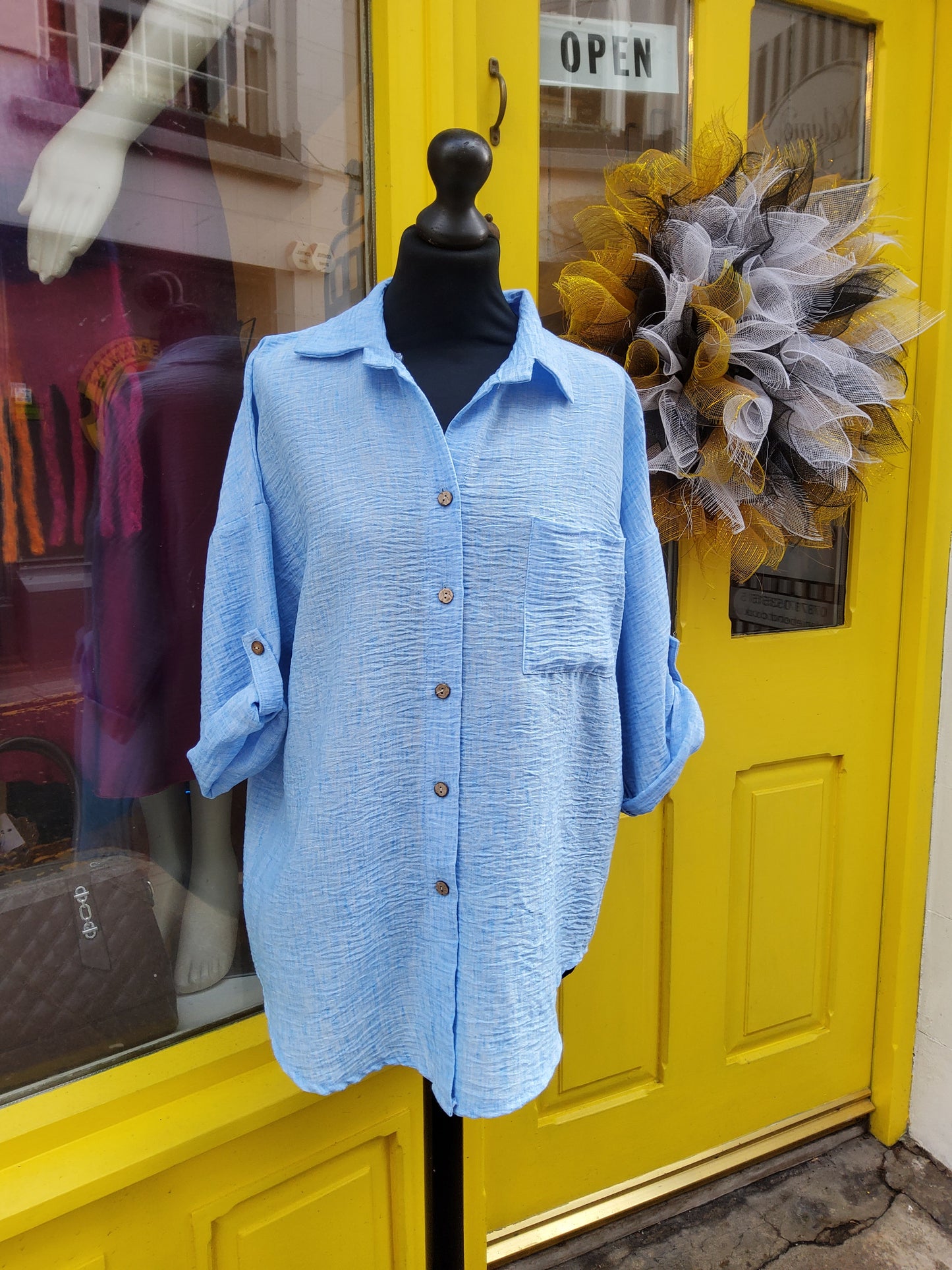 Italian One Size Full Button Linen Shirt