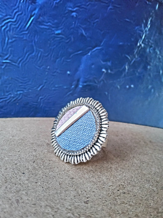 Irish linen & leather ring (to order)