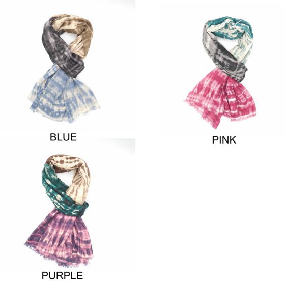 Tie dye three-toned colour scarf