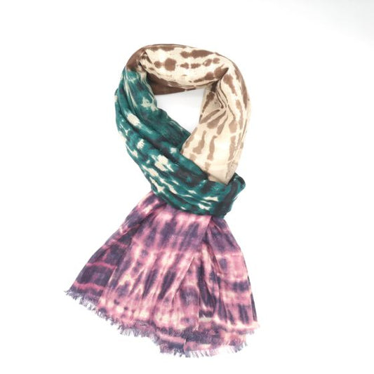 Tie dye three-toned colour scarf