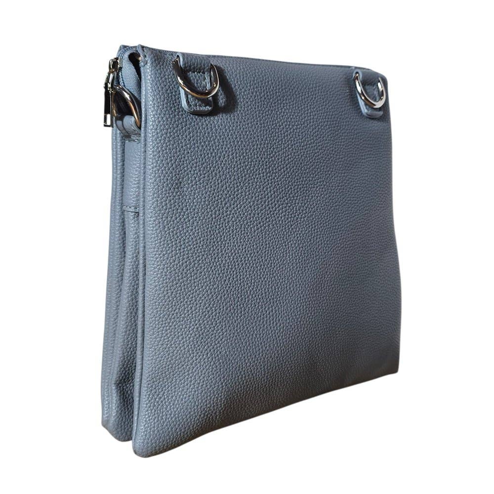 Ladies Crossbody Messenger Faux Leather Bag 7115 Light Blue