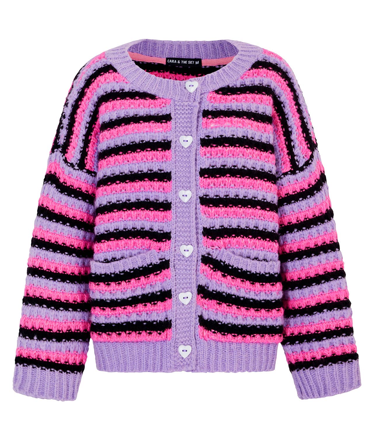 Bernice Stripe Cross Stitch Cardigan - Lilac