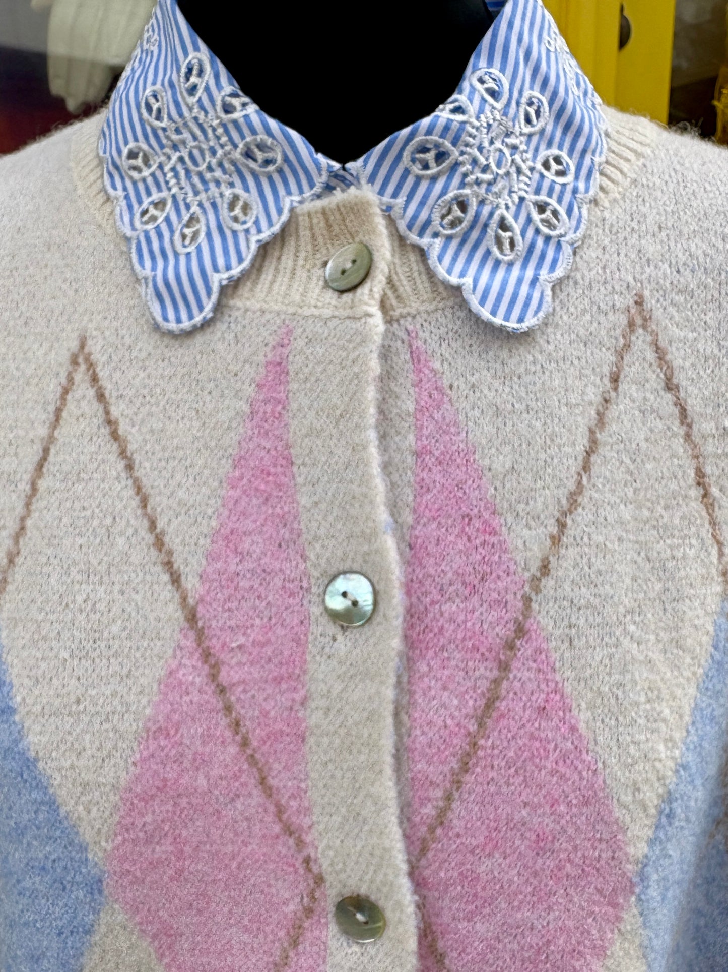 Harlequin diamond pattern wool blend vest