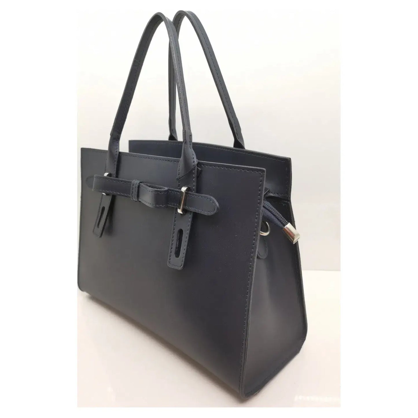 Red Leather Tote Bag With Bow Details