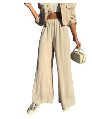 Light beige wide leg trousers