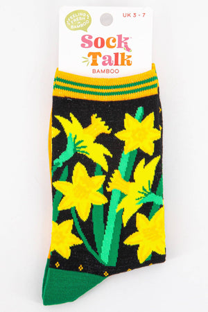 Women's Welsh Daffodil Floral Print Bamboo Socks