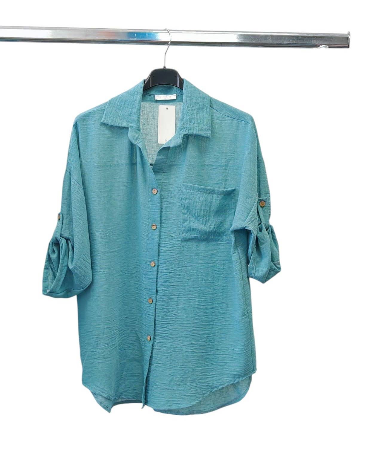 Italian One Size Full Button Linen Shirt
