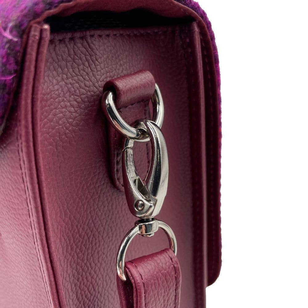 Harris Tweed Ladies Messenger Bag Purple Check