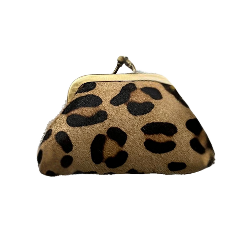 Brown Animal Print Leather Coin Purse