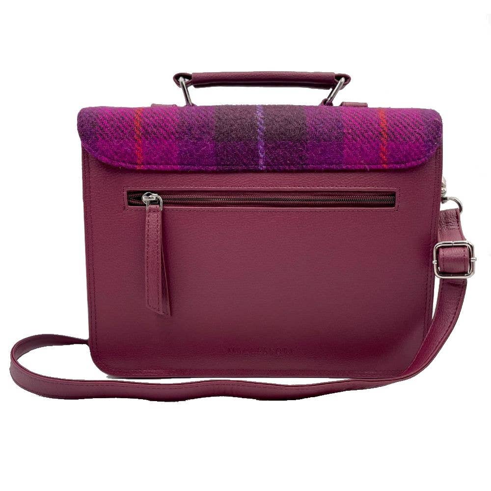 Harris Tweed Ladies Messenger Bag Purple Check