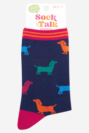 Multicoloured Sausage Dog Bamboo Socks