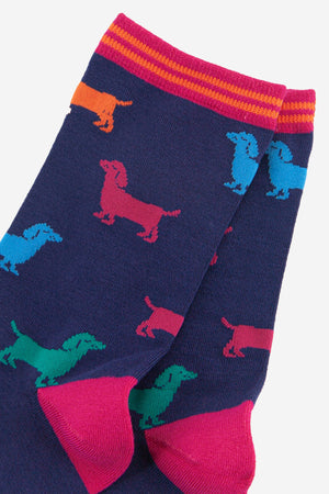 Multicoloured Sausage Dog Bamboo Socks