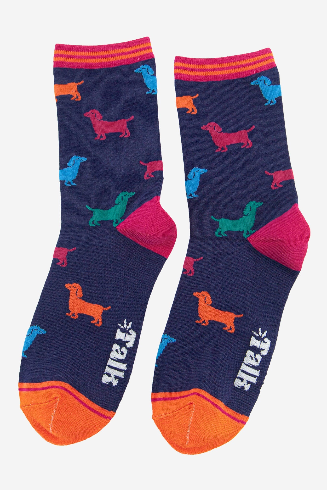 Multicoloured Sausage Dog Bamboo Socks