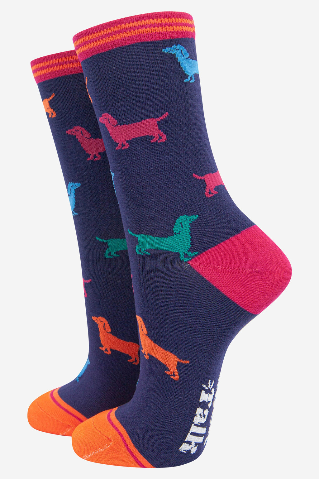 Multicoloured Sausage Dog Bamboo Socks