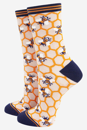 Honeycomb Bee Print Bamboo Socks