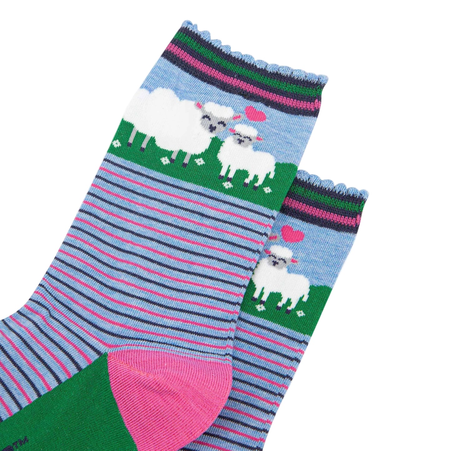 Women's Bamboo Socks - Blue, Sheep and Lamb