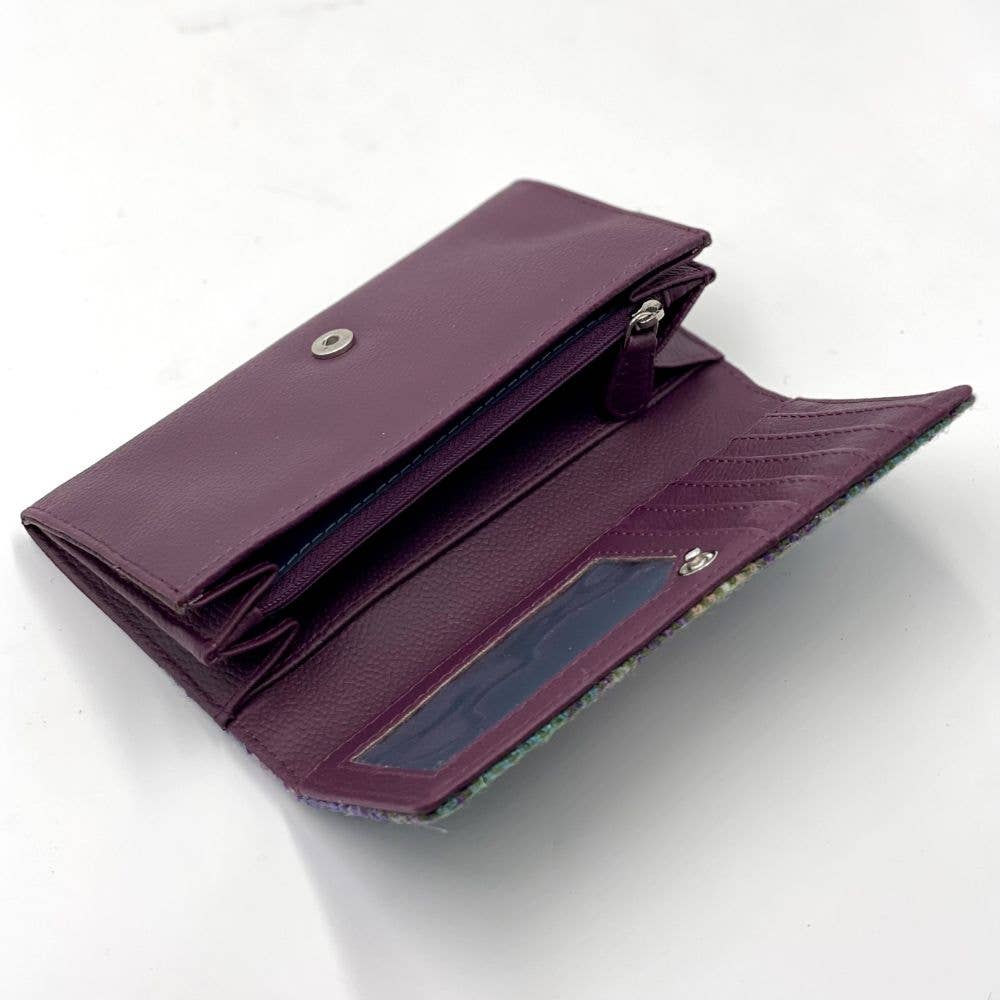 Harris Tweed Ladies Envelope Purse Green/Purple Plaid