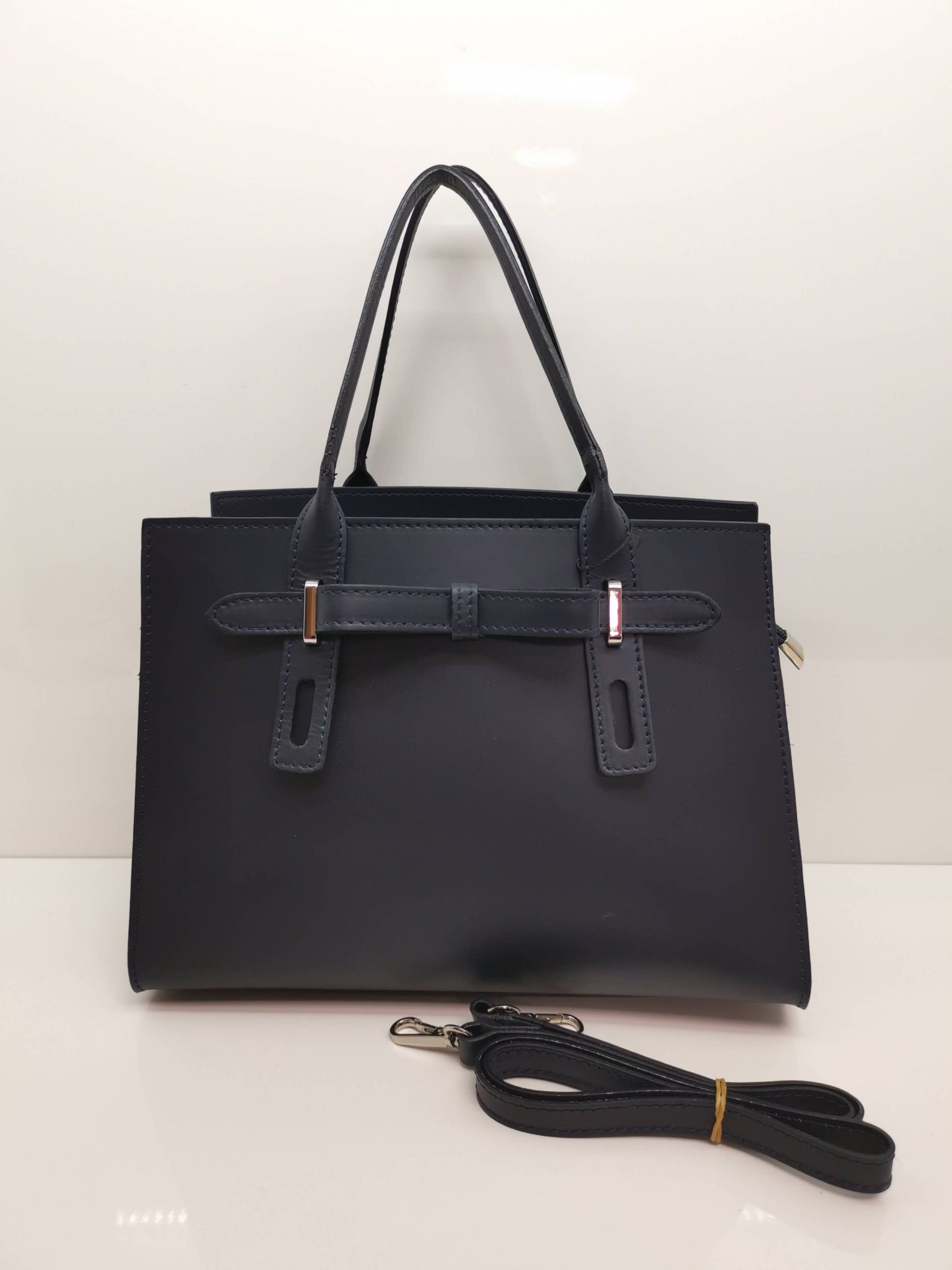 Red Leather Tote Bag With Bow Details