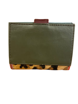 Khaki back animal print leather purse