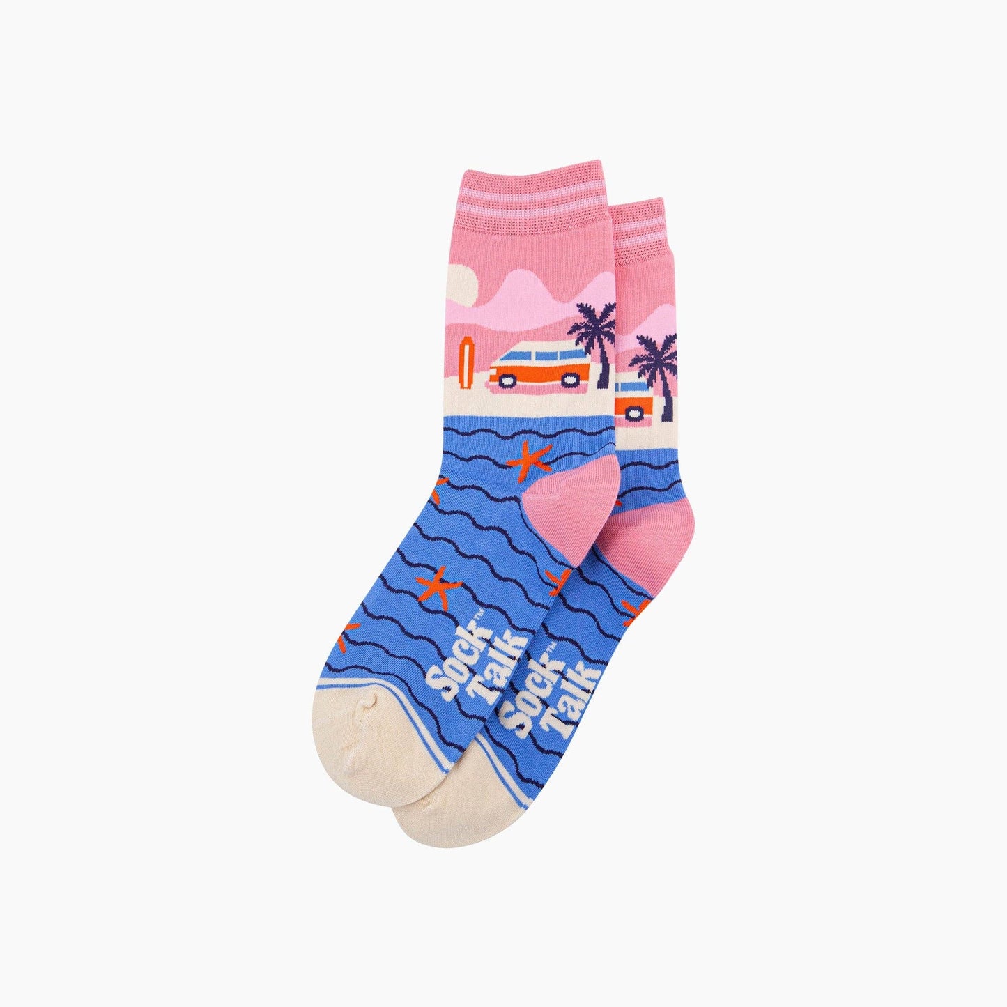 Beach Campervan Bamboo Socks in Pink