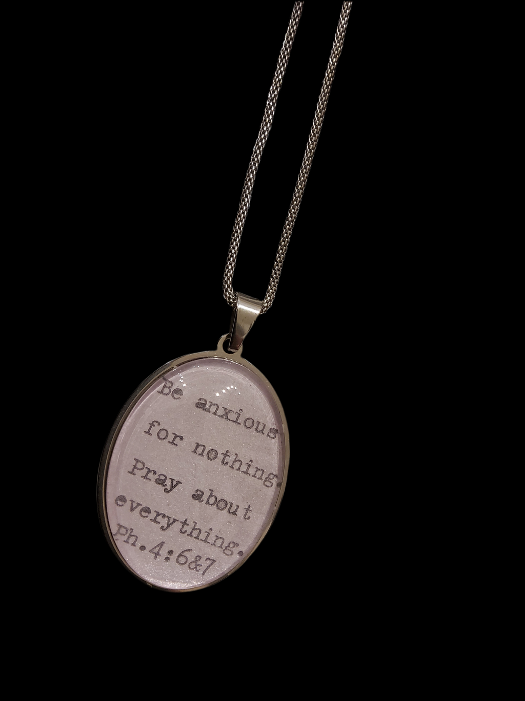 Be anxious for nothing (Philippians 4 v 6 & 7) necklace