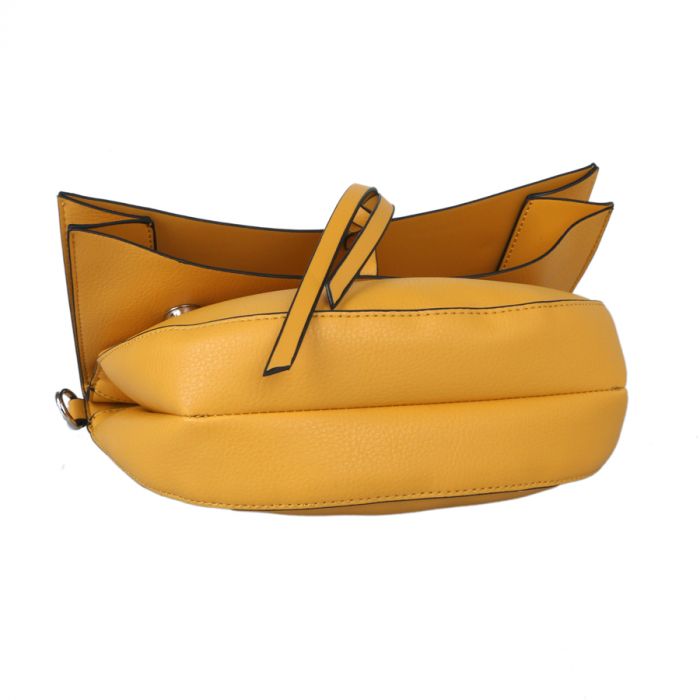 Red Cuckoo Mustard Half Moon Fold Over Cross Body Bag