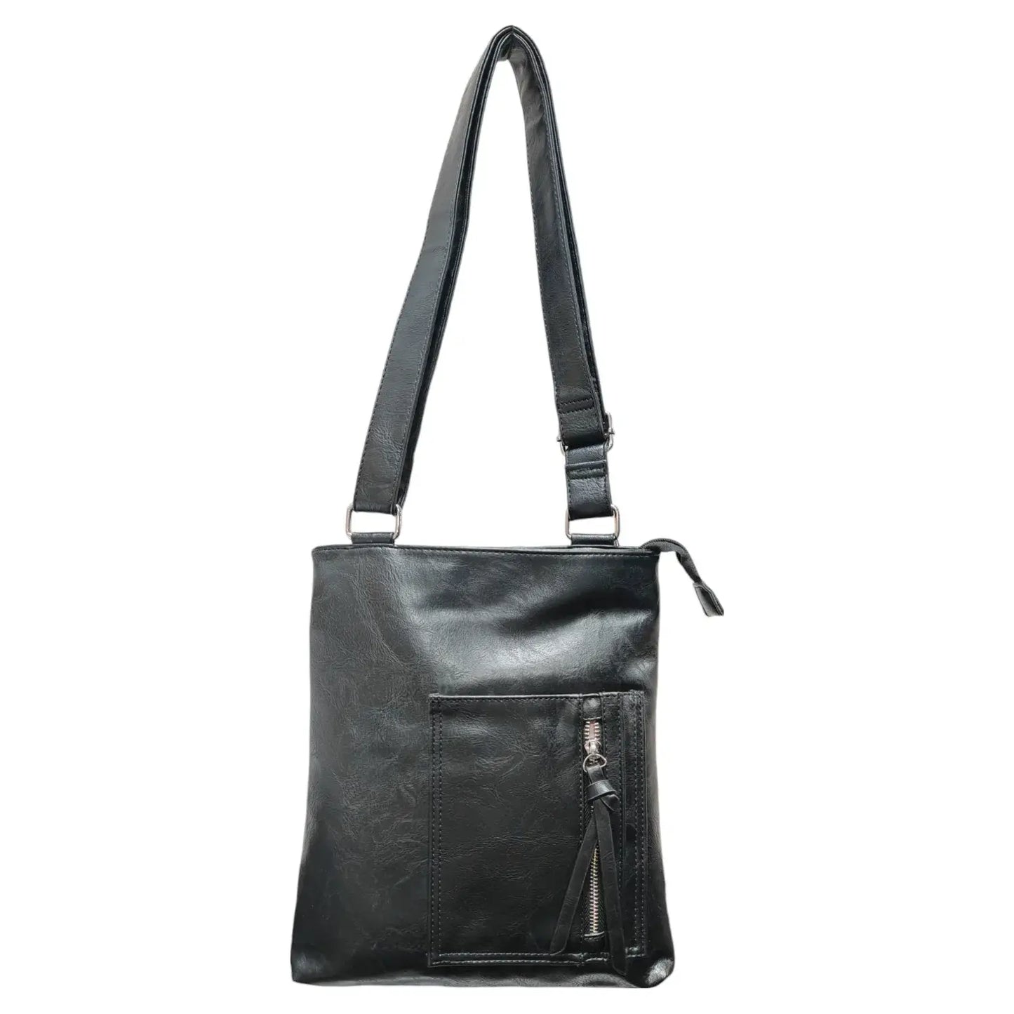 Classic Front Pocket Black Crossbody Bag