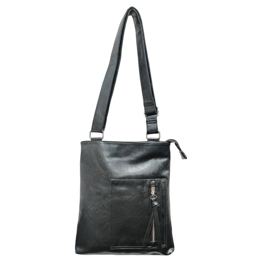 Classic Front Pocket Black Crossbody Bag
