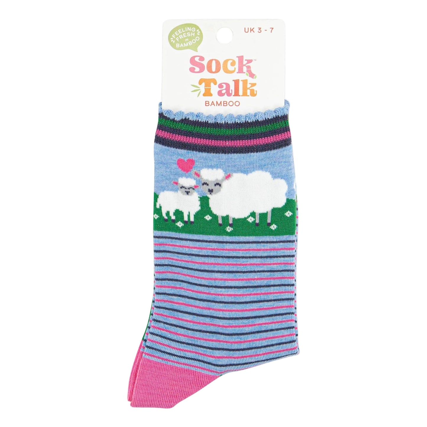 Women's Bamboo Socks - Blue, Sheep and Lamb