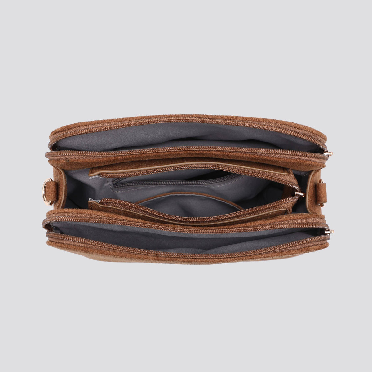 Navy Vegan Suede 3 -Compartment Crossbody Bag