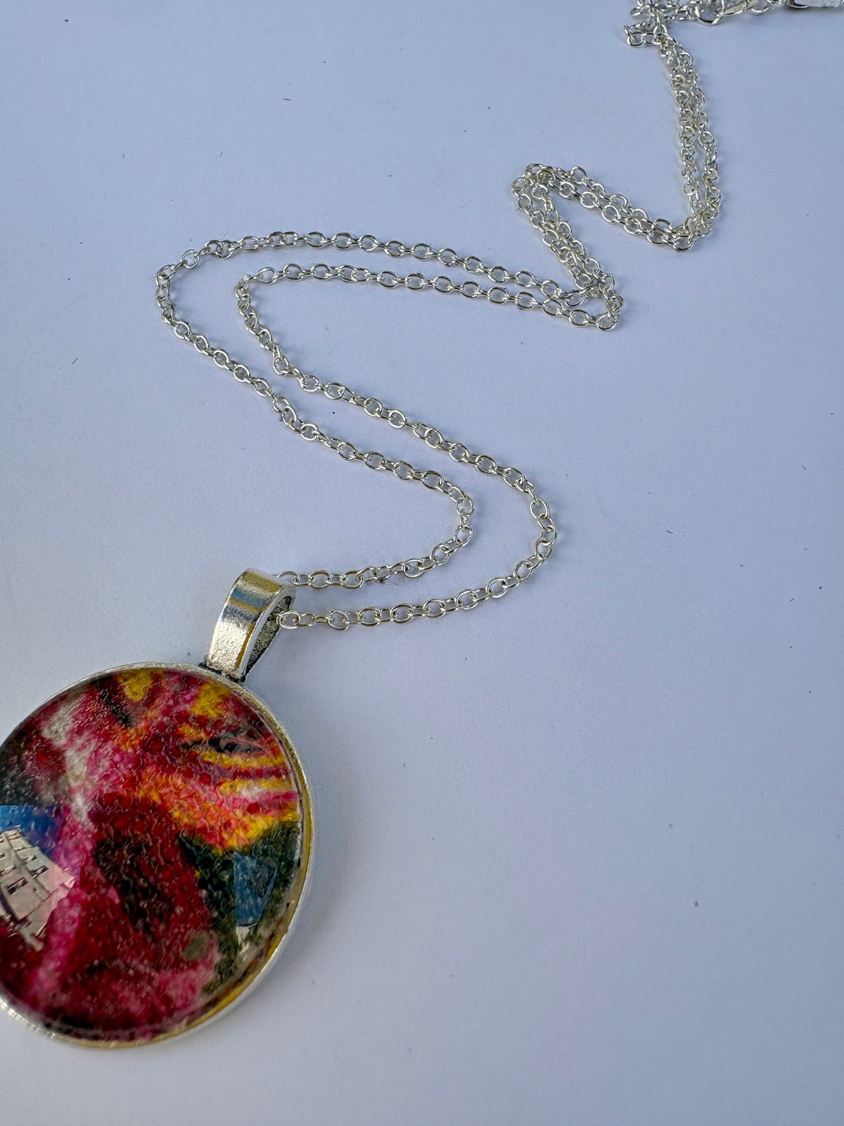 Woven vintage rose linen necklace