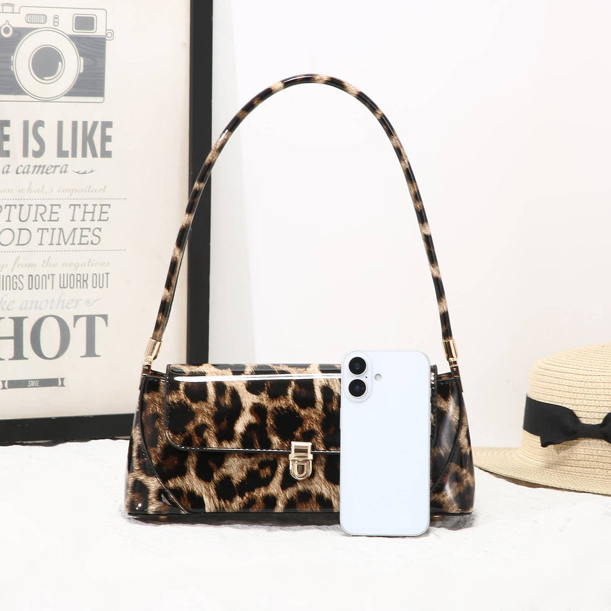 Leopard Print Top Handle Bag