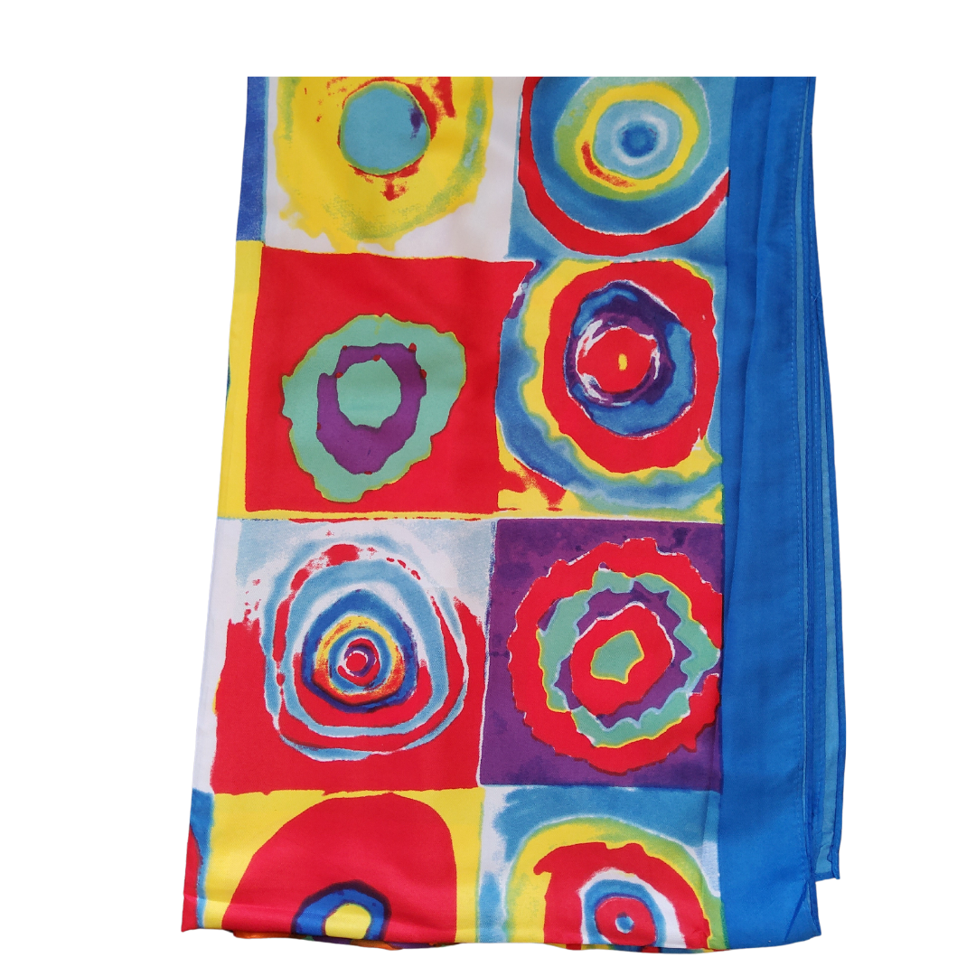 Satin circle pattern large scarf