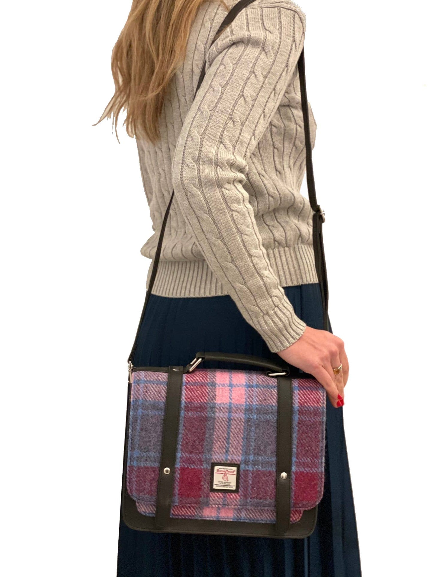 Harris Tweed Ladies Messenger Bag Pastel Pink