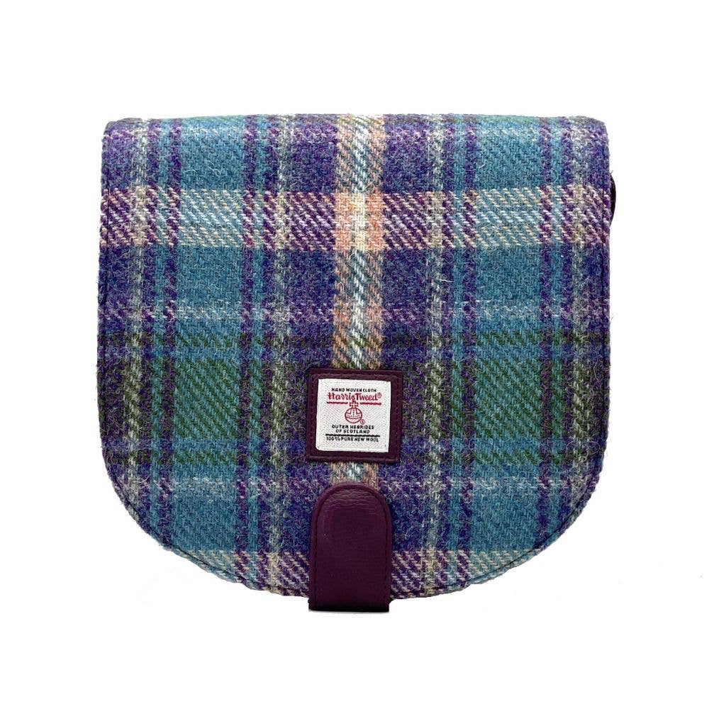 Harris Tweed Crossbody Bag Green Purple Plaid