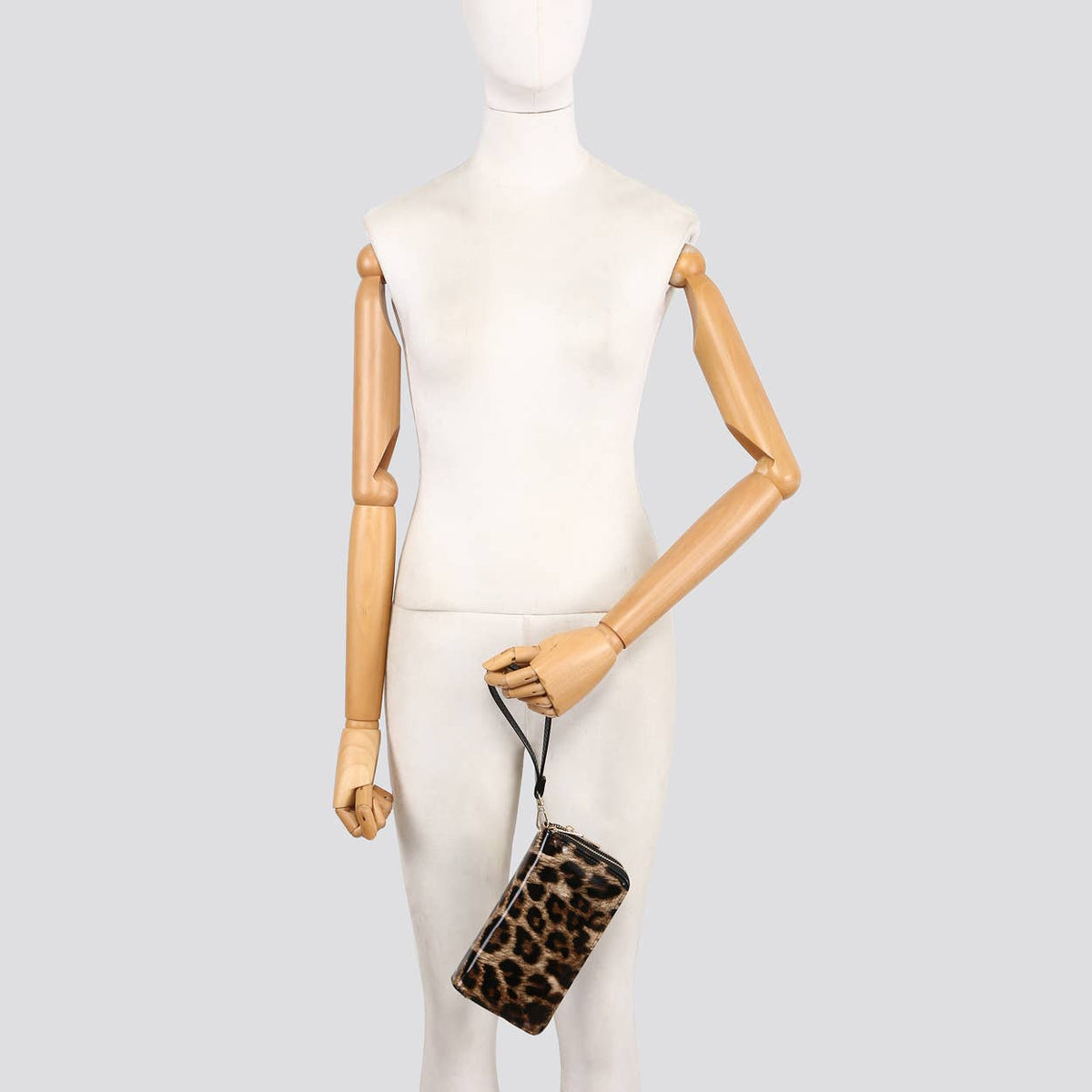 Leopard Print Double Zipped Patent Purse