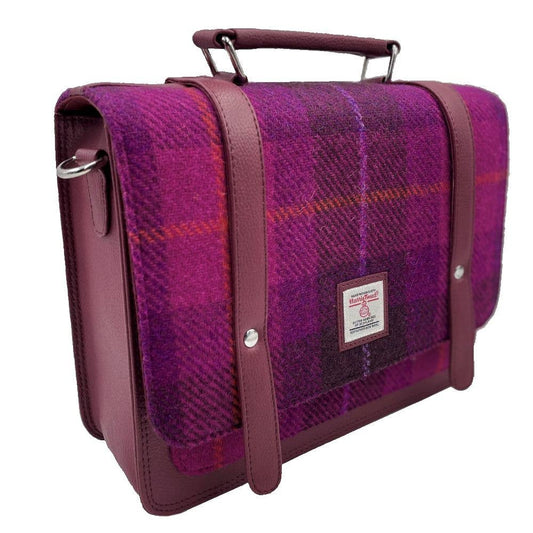 Harris Tweed Ladies Messenger Bag Purple Check
