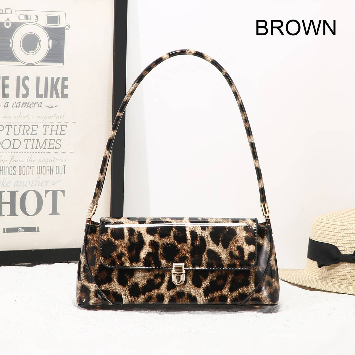 Leopard Print Top Handle Bag