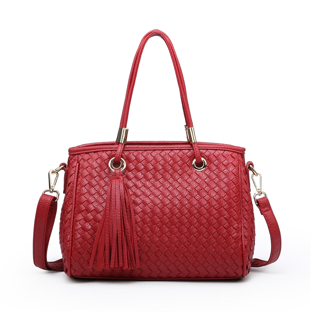 Woven Tote Bag (Red / Brown)