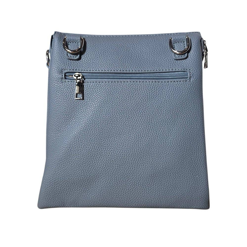 Ladies Crossbody Messenger Faux Leather Bag 7115 Light Blue