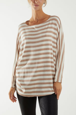 Striped batwing long sleeve top