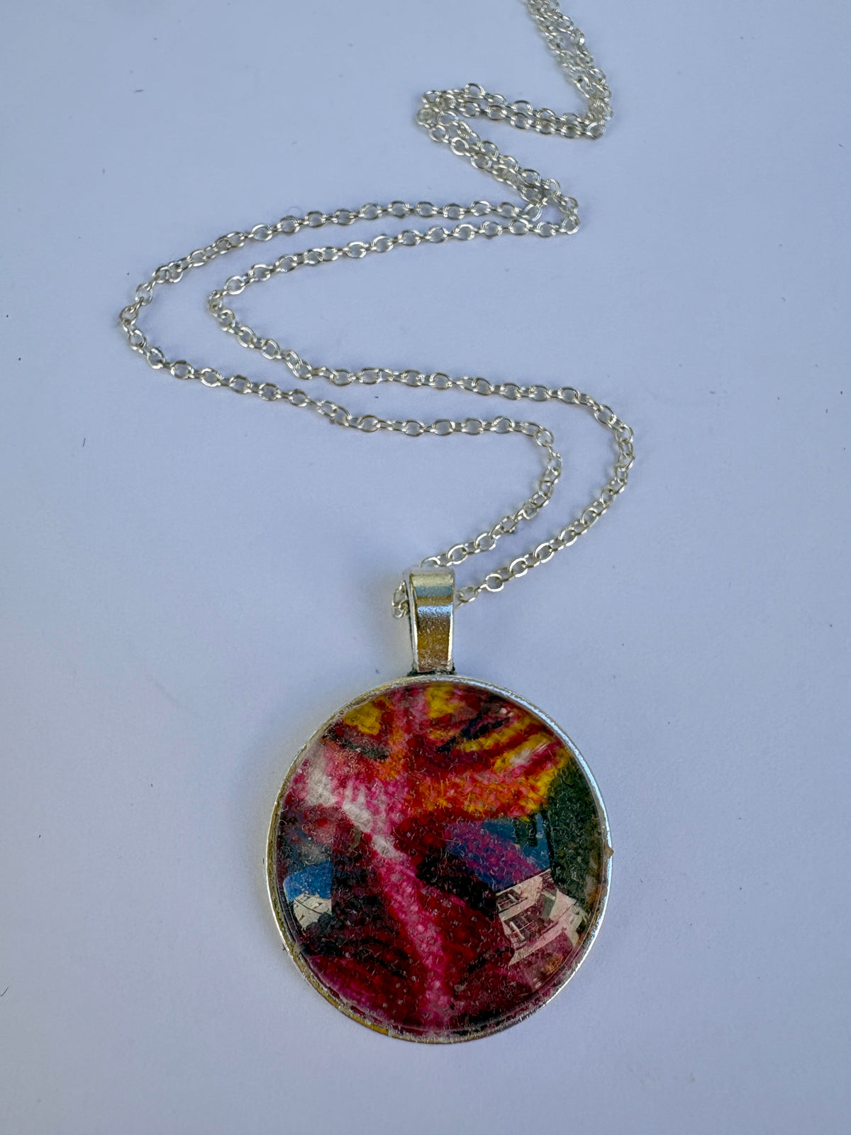 Woven vintage rose linen necklace