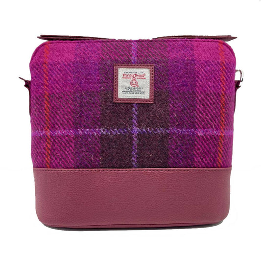 Harris Tweed Square Shoulder Bag Purple Check