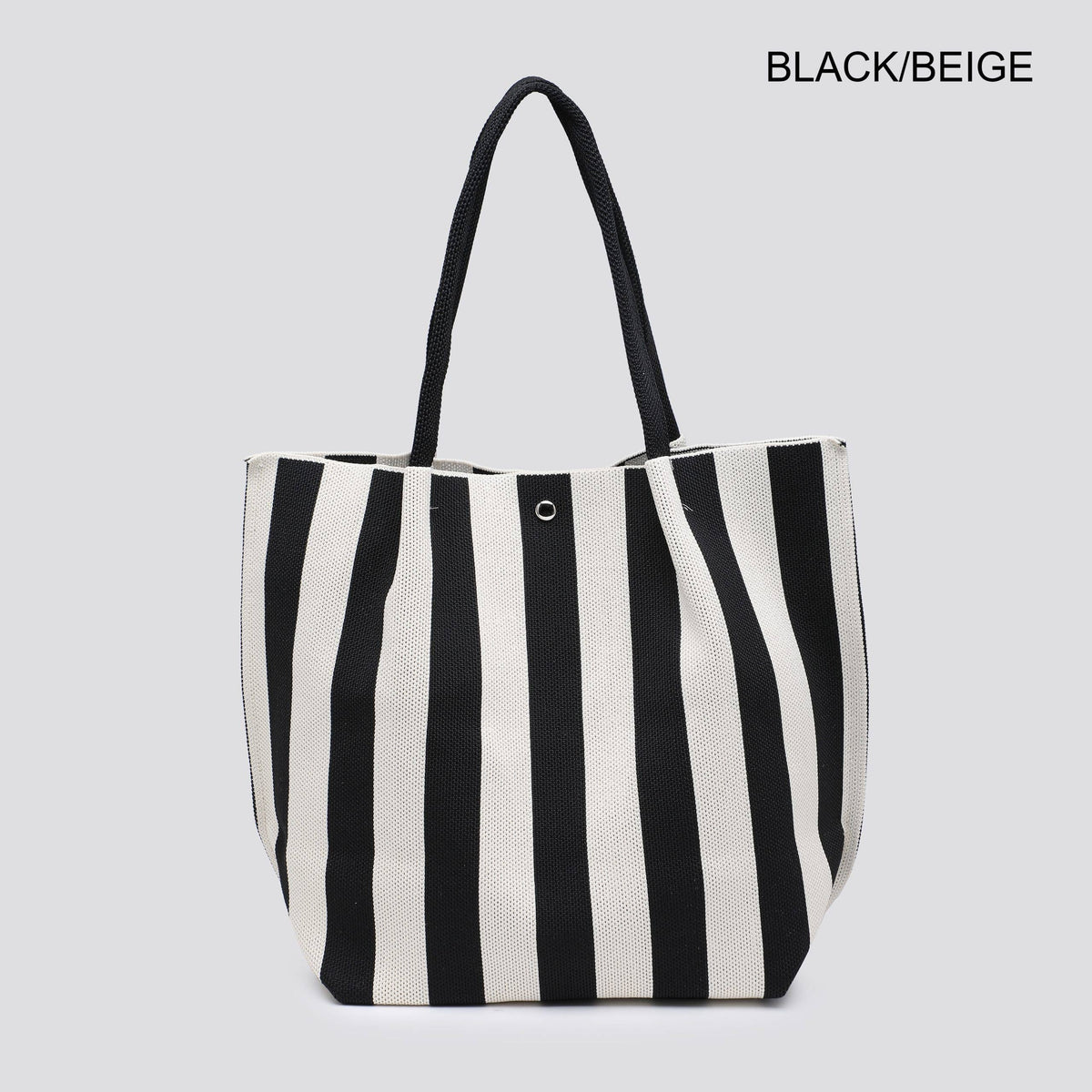 Monchrome Striped Fabric Tote Bag