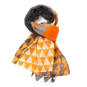 Orange geometric patchwork lightweight Scarf