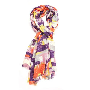 Abstract purple painted blocks scarf