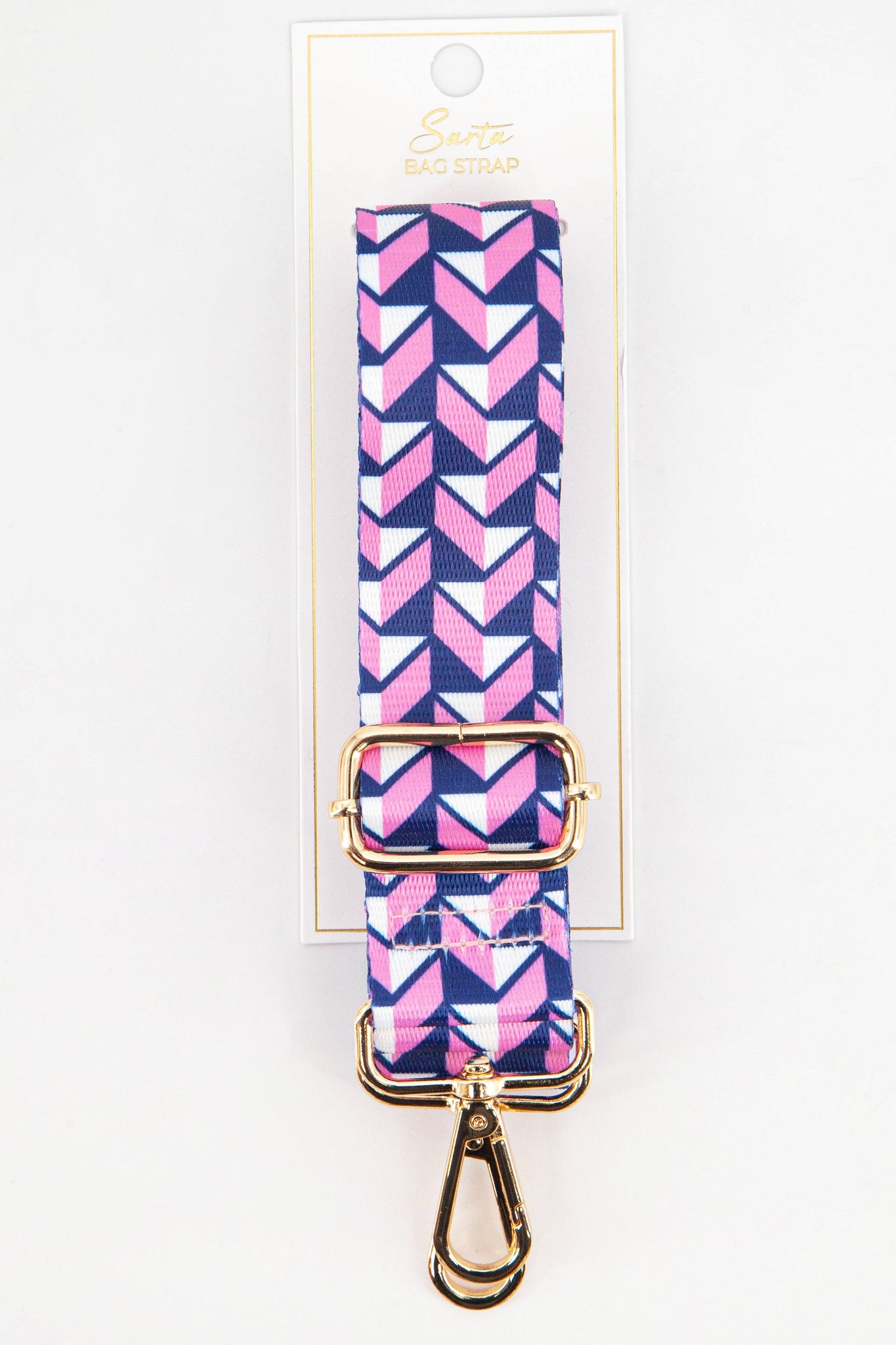 Navy-Pink Geometric Print Bag Strap